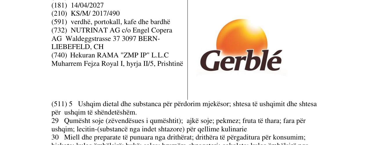 Zëri i markës Gerble në buletin