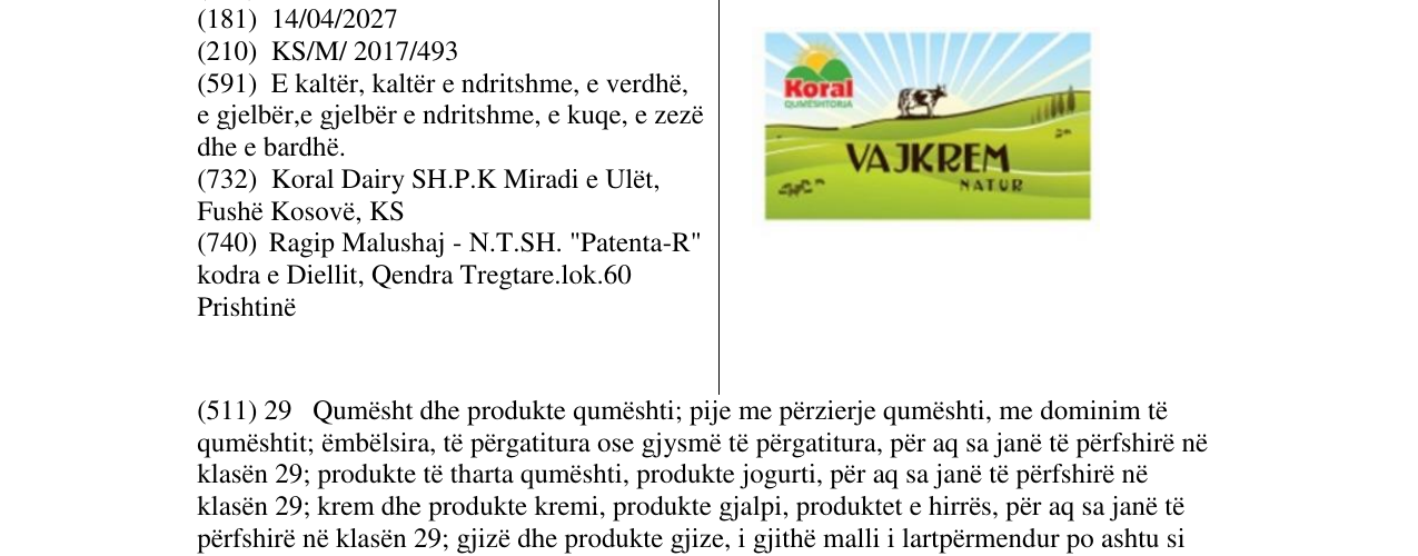 Zëri i markës VAJKREM në buletin