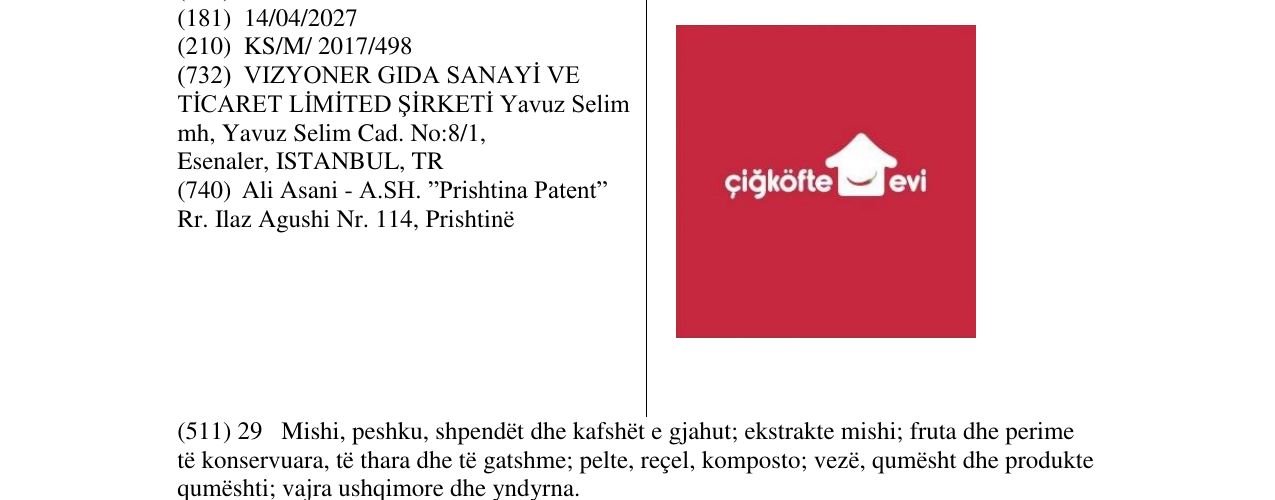 Zëri i markës çiğköfte evi në buletin