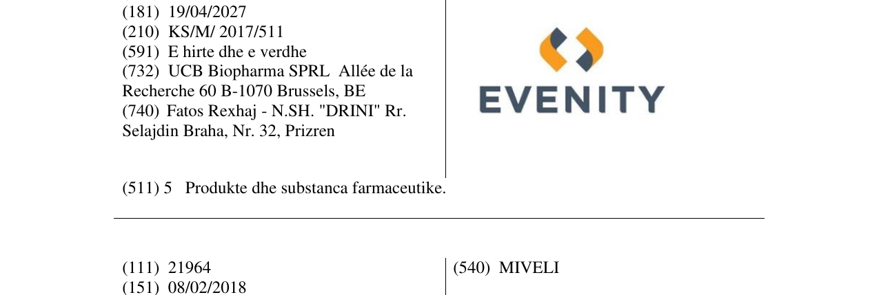 Zëri i markës EVENITY në buletin