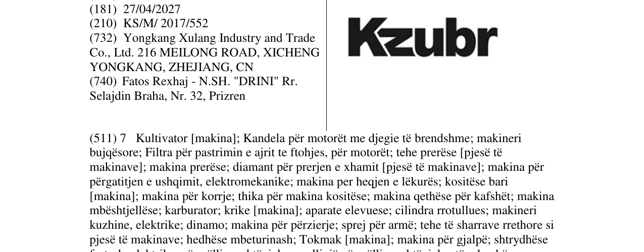 Zëri i markës Kzubr në buletin