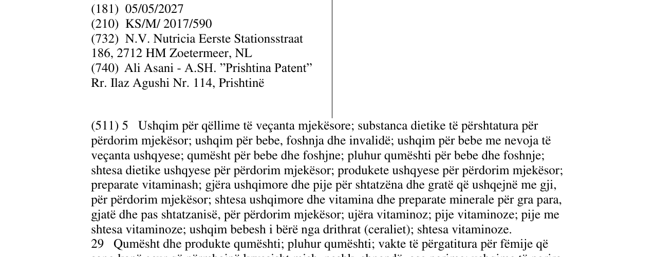 Zëri i markës NUTRICIA në buletin
