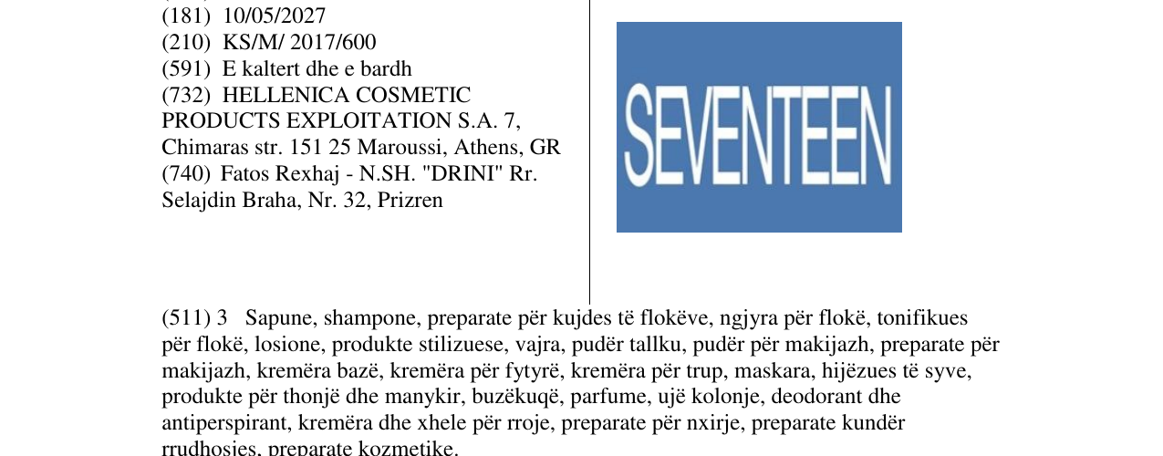 Zëri i markës SEVENTEEN në buletin