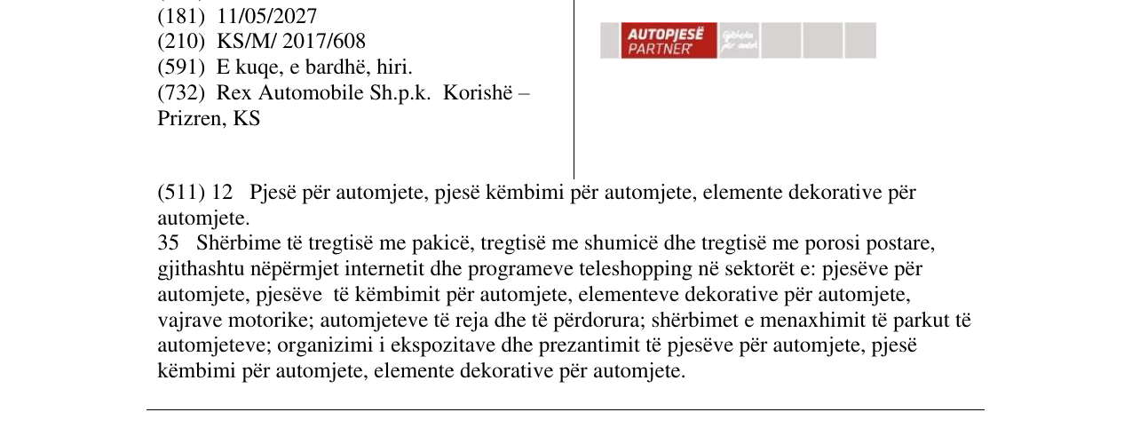 Zëri i markës AUTOPJESE PARTNER në buletin
