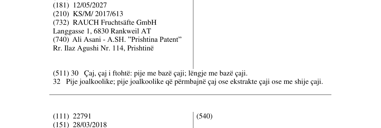 Zëri i markës RAUCH MY TEA në buletin