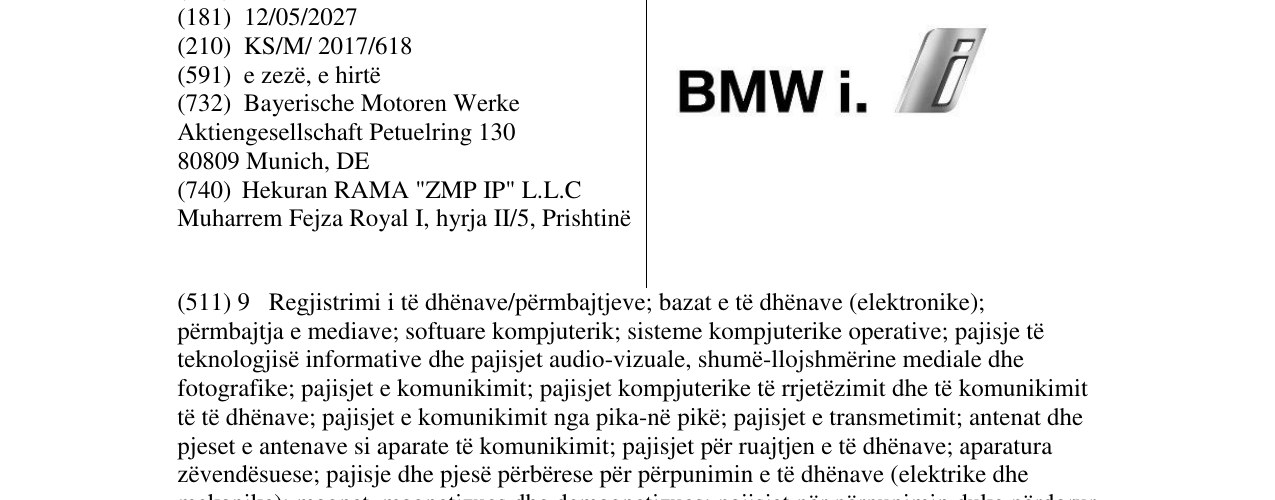 Zëri i markës BMM i. në buletin