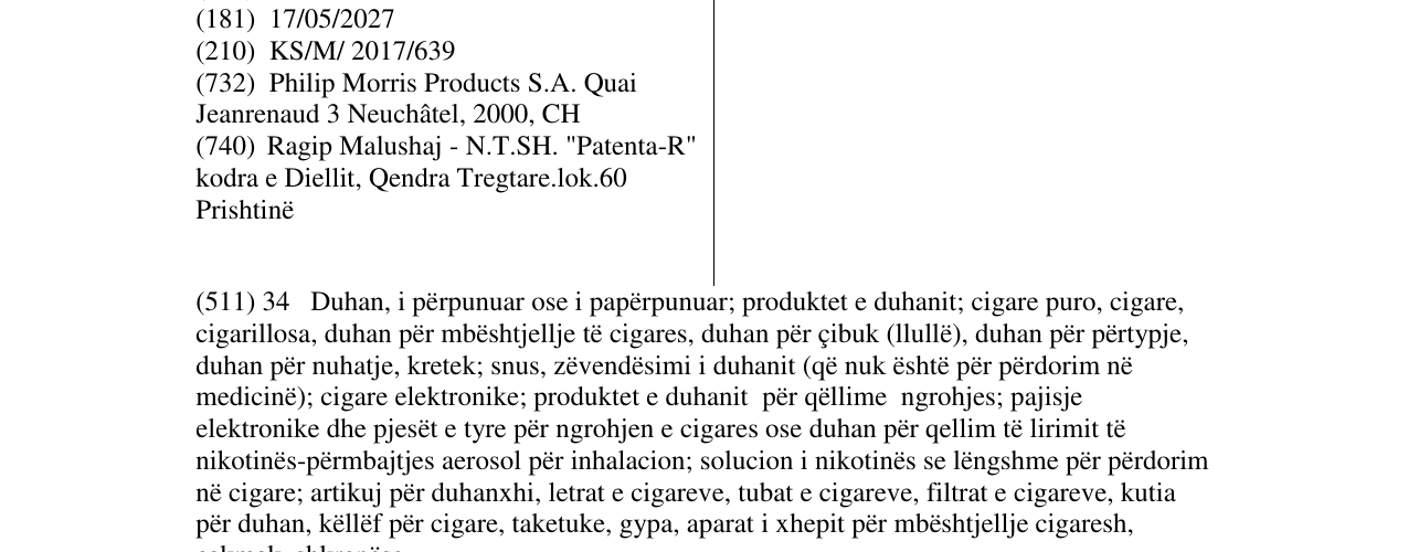 Zëri i markës CHESTERFIELD TUNED në buletin