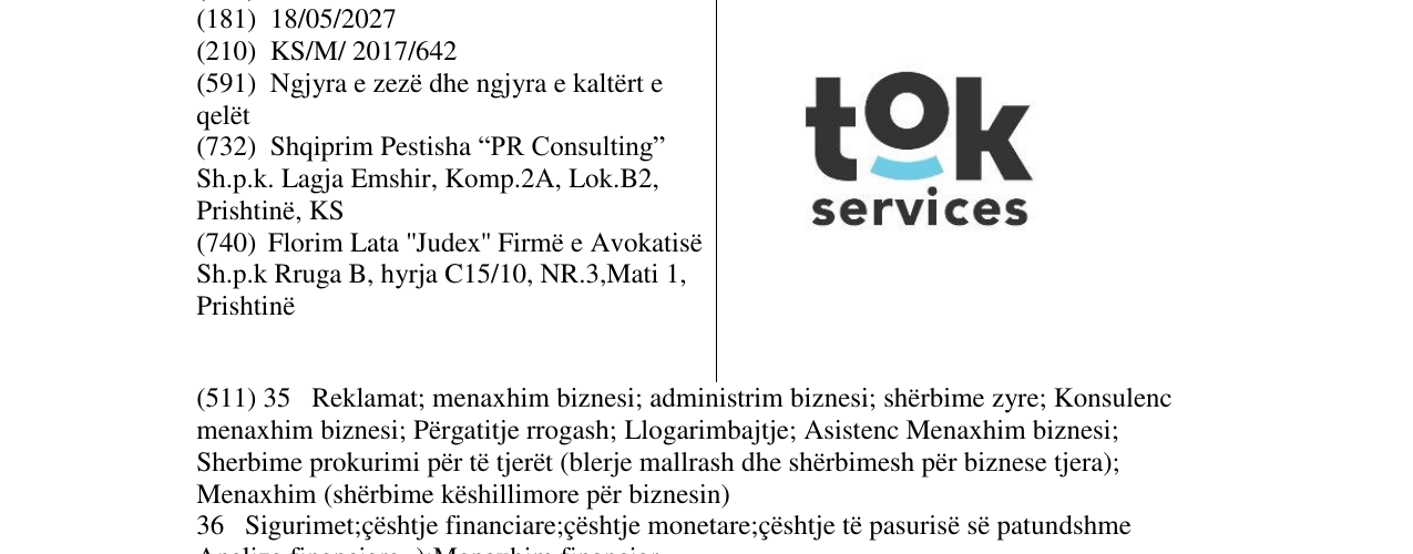 Zëri i markës TOK services në buletin