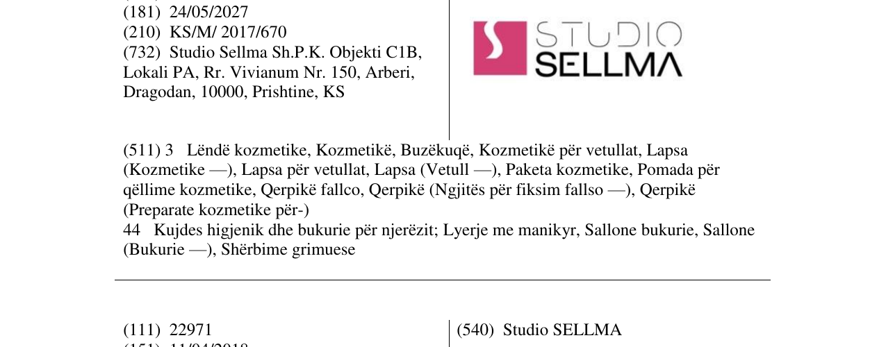 Zëri i markës STUDIO SELLMA në buletin