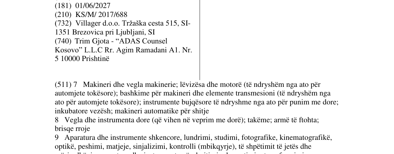Zëri i markës VILLAGER në buletin