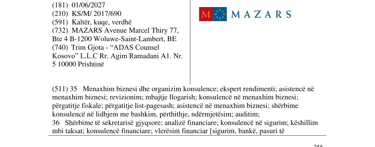 Zëri i markës M MAZARS në buletin