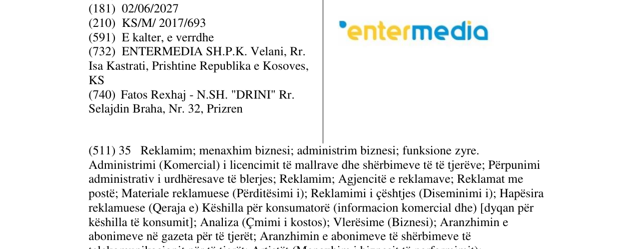 Zëri i markës entermedia në buletin