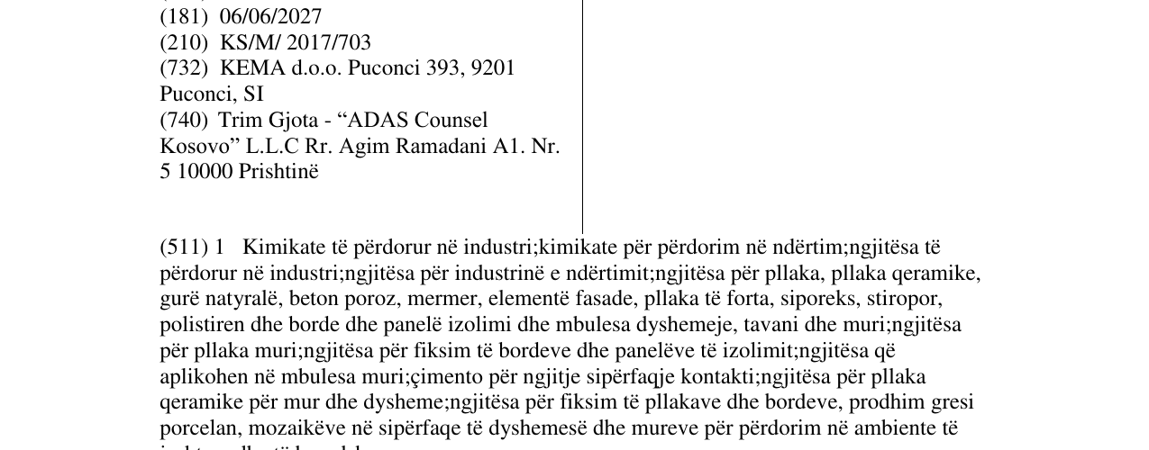 Zëri i markës KEMABOND në buletin