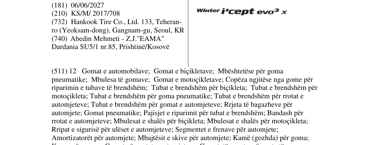 Zëri i markës Winter I*Cept evo3 X në buletin