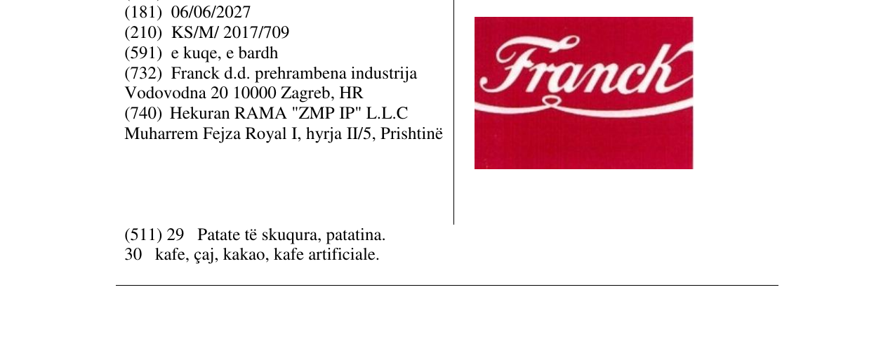 Zëri i markës Franch në buletin