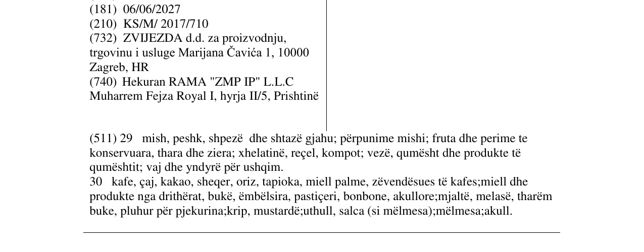 Zëri i markës ZVIJEZDA në buletin