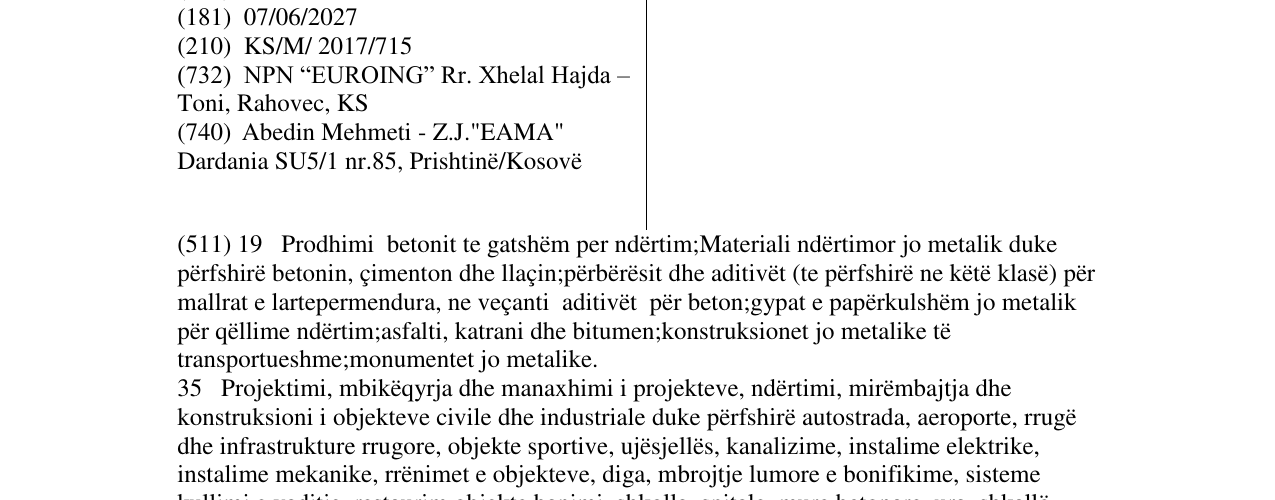 Zëri i markës EUROING në buletin