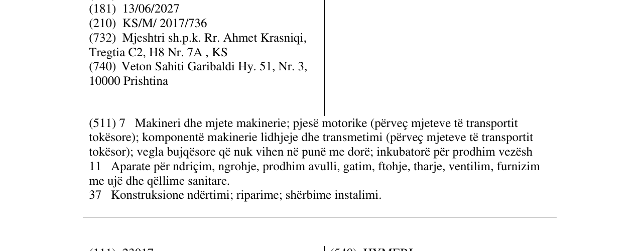 Zëri i markës Mjeshtri eshte per keto pune në buletin