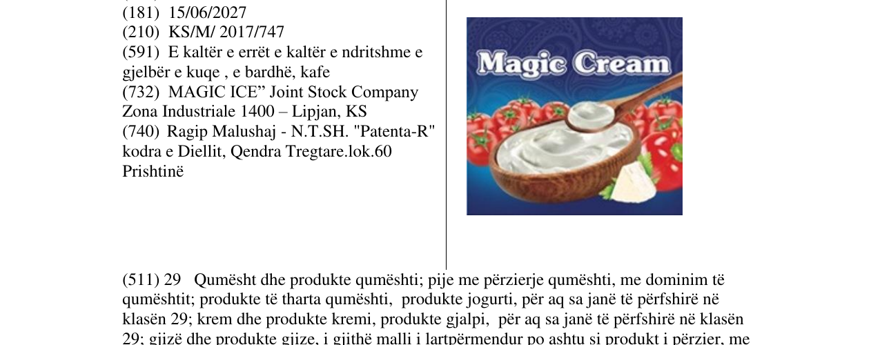 Zëri i markës Magic Cream në buletin