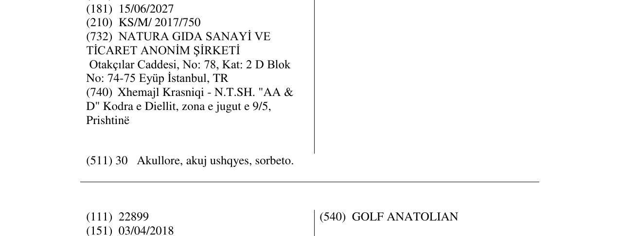 Zëri i markës GOLF FAMILY në buletin