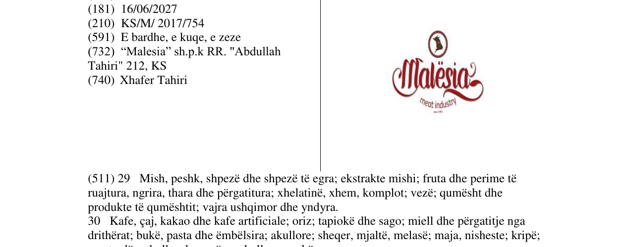 Zëri i markës Malesia në buletin