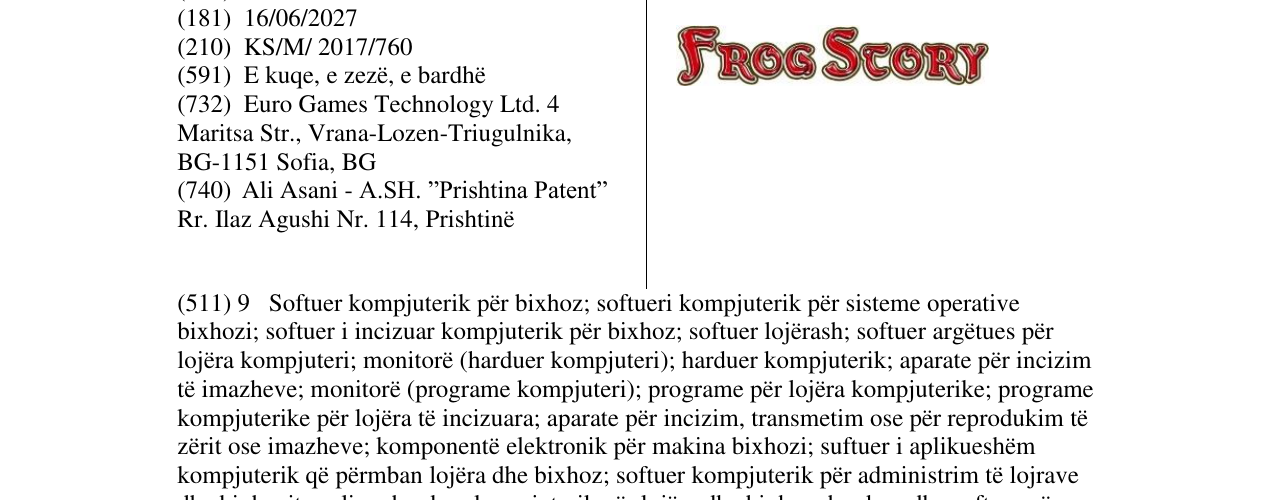 Zëri i markës FROG SCORY në buletin