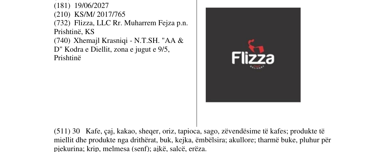 Zëri i markës Flizza në buletin