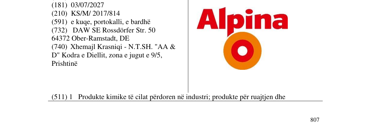 Zëri i markës Alpina në buletin
