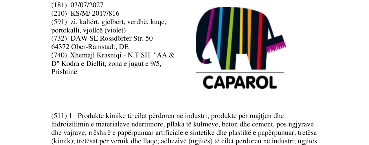 Zëri i markës CAPAROL në buletin