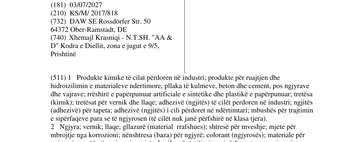 Zëri i markës CAPAROL në buletin