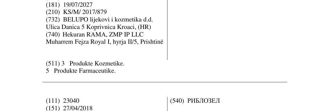 Zëri i markës BELODEX në buletin