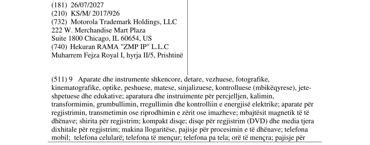 Zëri i markës MOTO në buletin