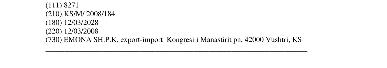 Zëri i markës EMONA 444A në buletin