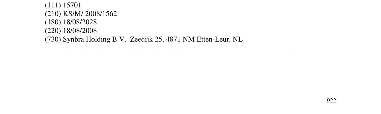Zëri i markës SYNBRA (word device mark) në buletin