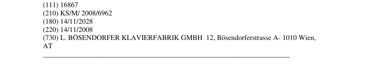Zëri i markës BÖSENDORFER në buletin
