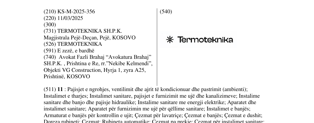 Zëri i markës TERMOTEKNIKA në buletin
