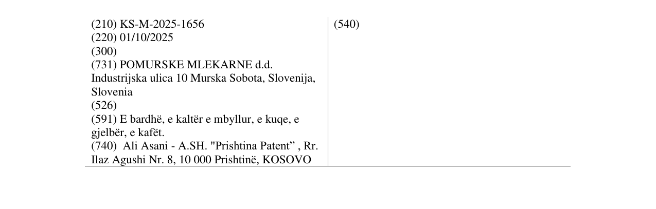 Zëri i markës TRIGLAVSKO MLEKO në buletin