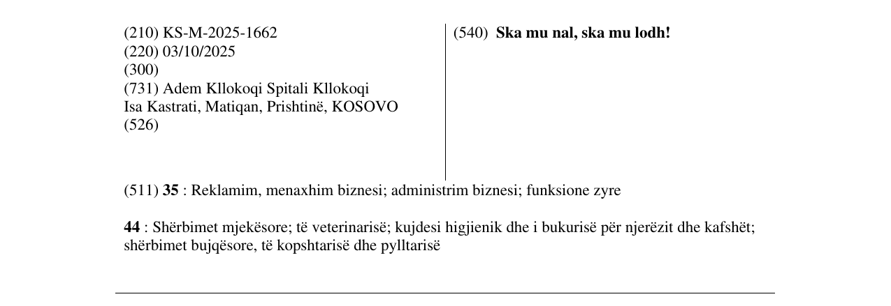 Zëri i markës Ska mu nal, ska mu lodh! në buletin