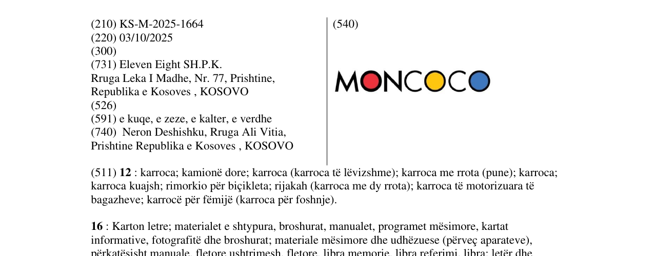 Zëri i markës MONCOCO në buletin