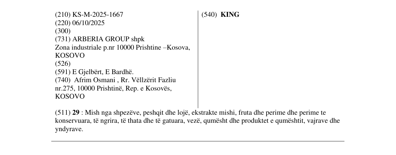 Zëri i markës KING në buletin