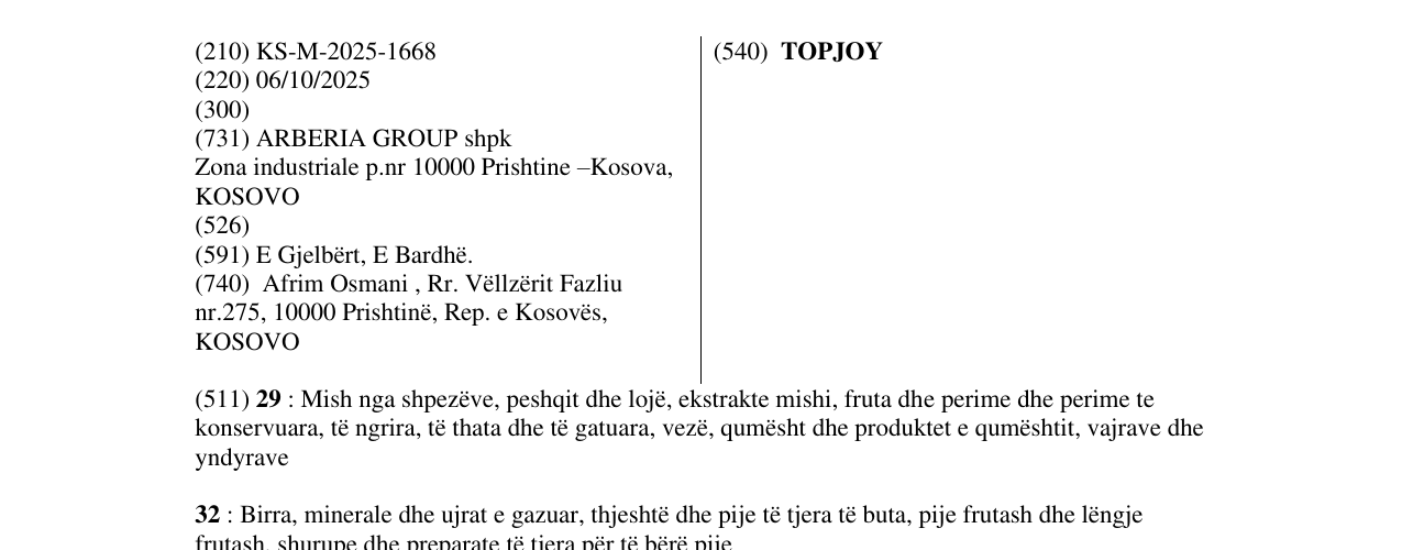 Zëri i markës TOPJOY në buletin