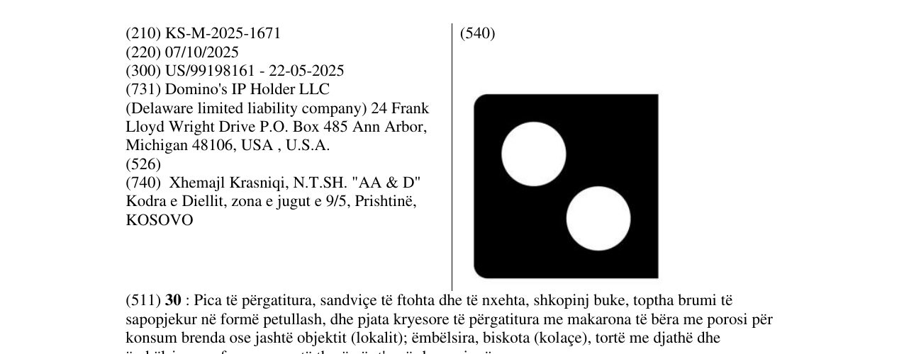 Zëri i markës DOMINO në buletin