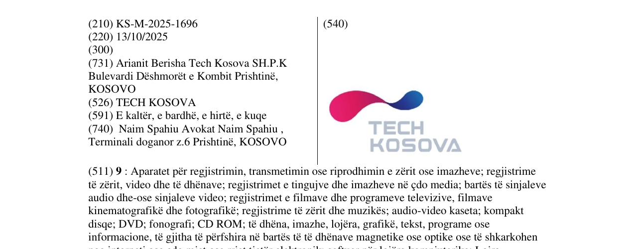 Zëri i markës TECH KOSOVA në buletin