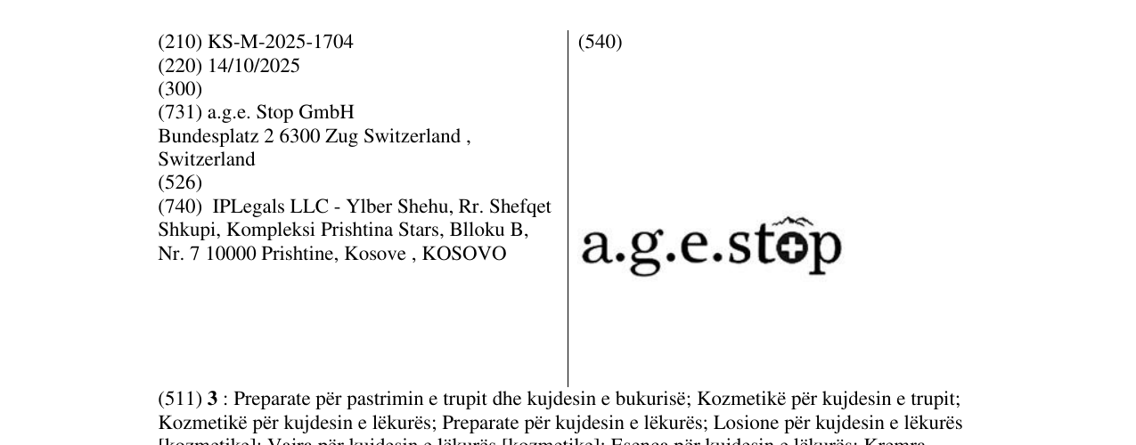 Zëri i markës a.g.e.stop në buletin