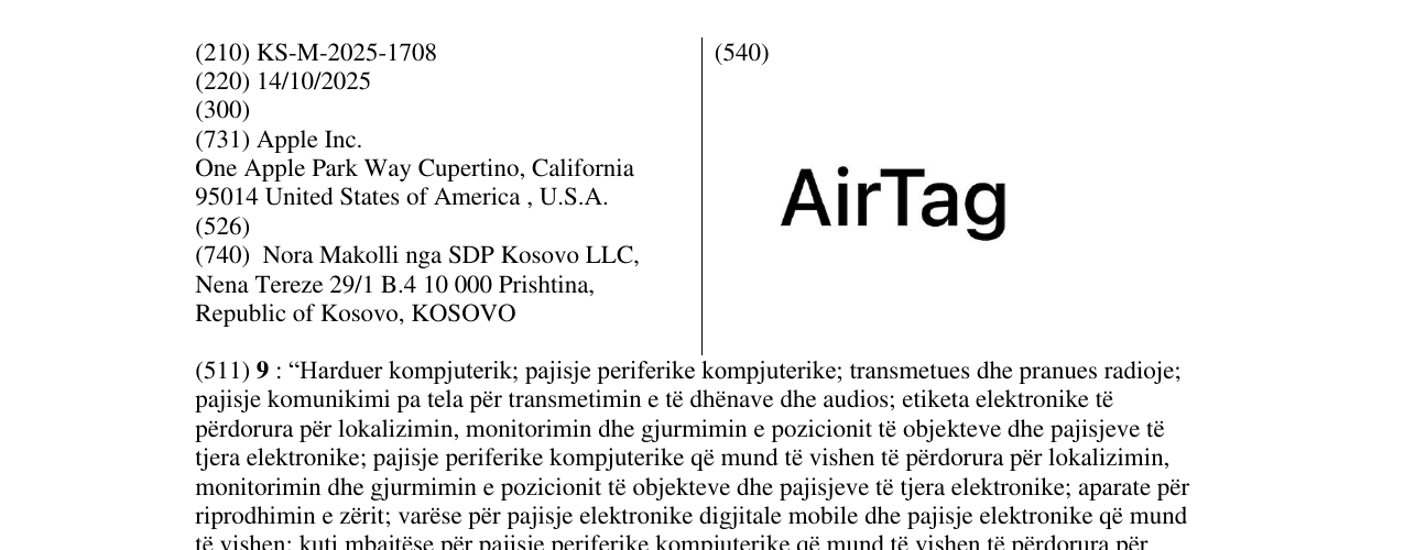 Zëri i markës AirTag në buletin
