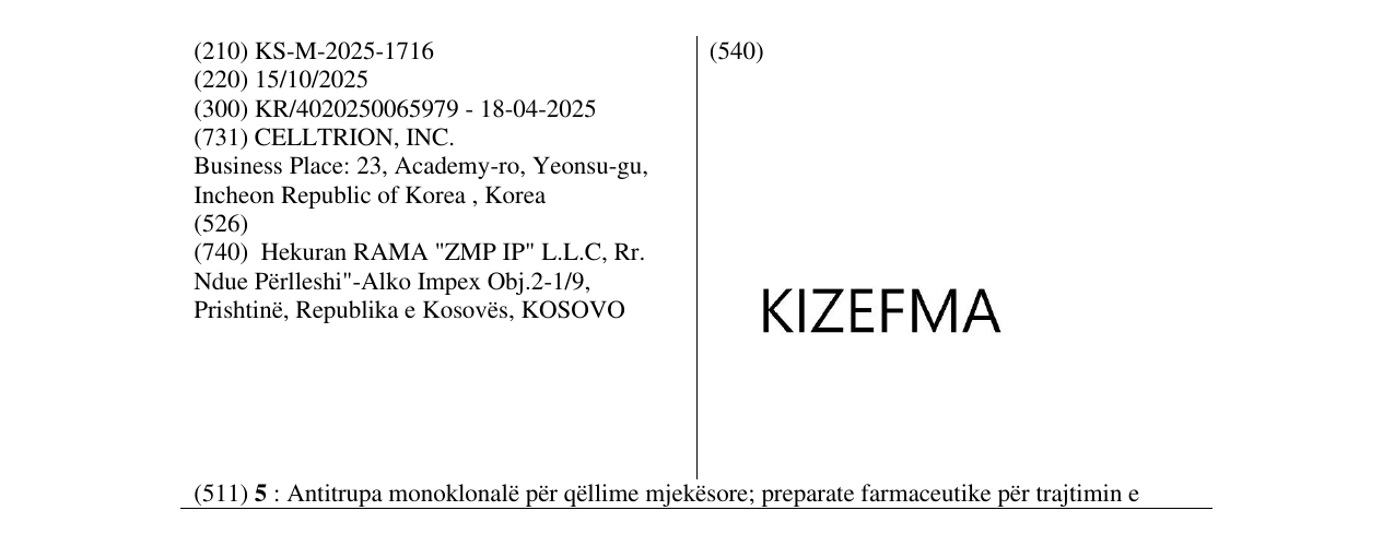Zëri i markës KIZEFMA në buletin