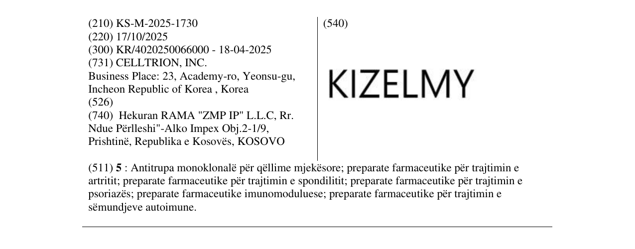 Zëri i markës KIZELMY në buletin