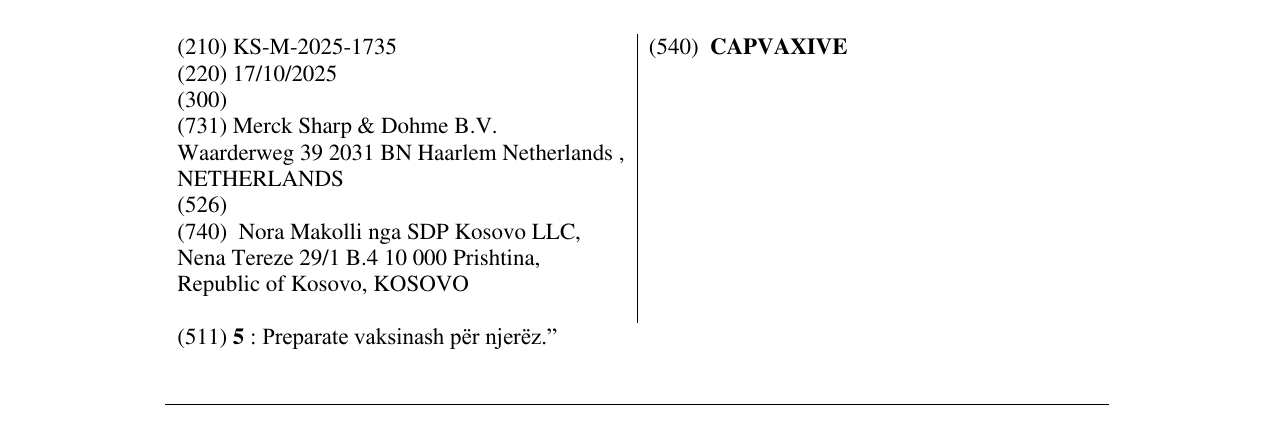Zëri i markës CAPVAXIVE në buletin