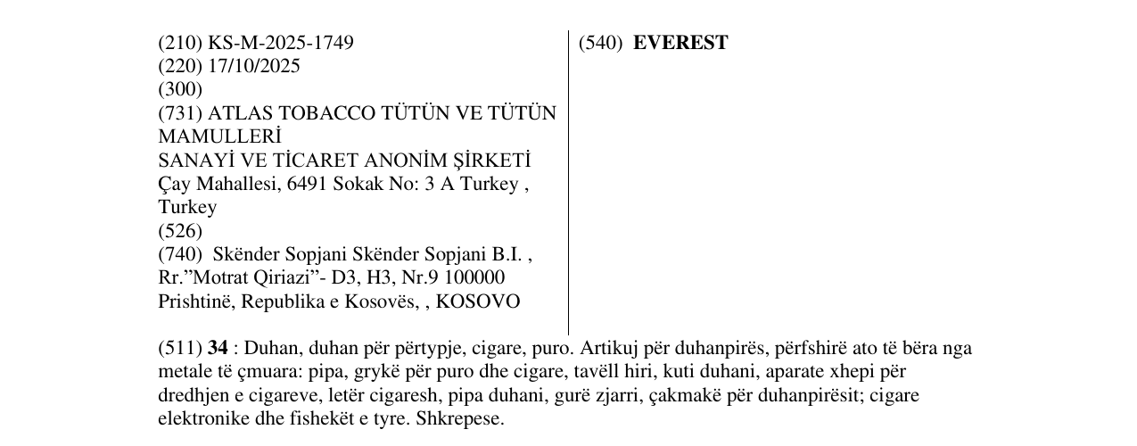 Zëri i markës EVEREST në buletin