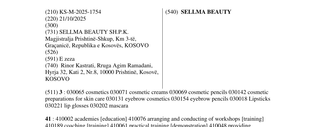 Zëri i markës SELLMA BEAUTY në buletin